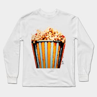 Popcorn: Enjoy the Show on a dark (Knocked Out) background Long Sleeve T-Shirt